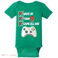 Wake Up Turn Nine Game All Day 9th Birthday Baby Bodysuit thumb 0