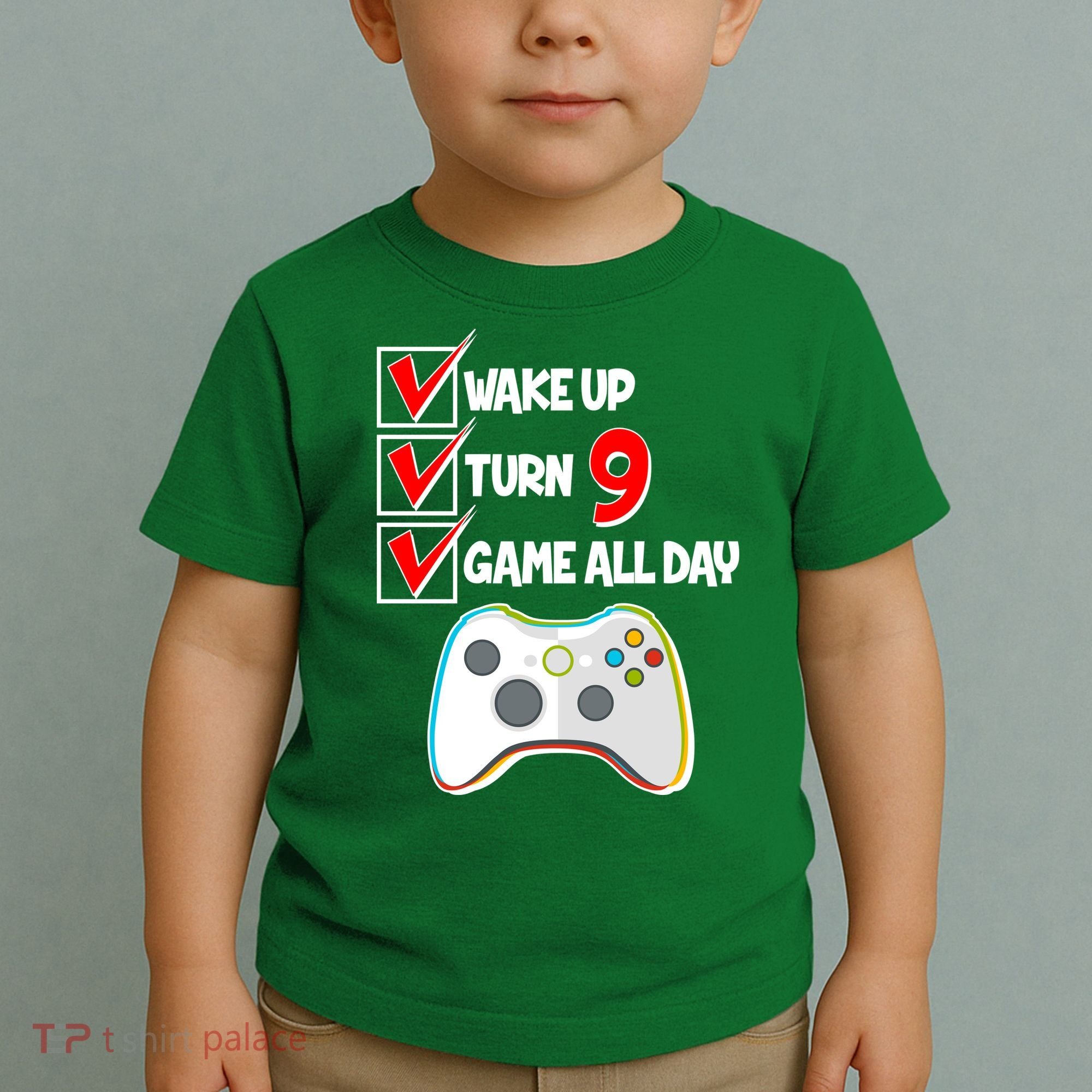 Wake Up Turn Nine Game All Day 9th Birthday Toddler T-Shirt