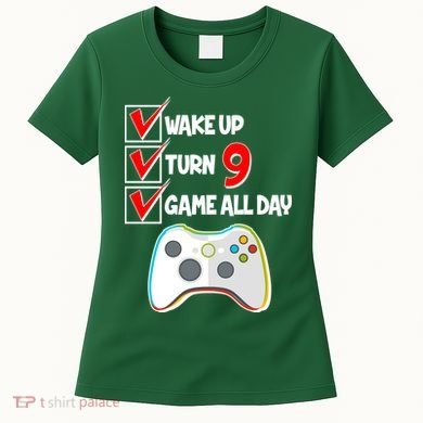 Wake Up Turn Nine Game All Day 9th Birthday Women's T-Shirt