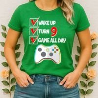 Wake Up Turn Nine Game All Day 9th Birthday Women's T-Shirt thumb 2