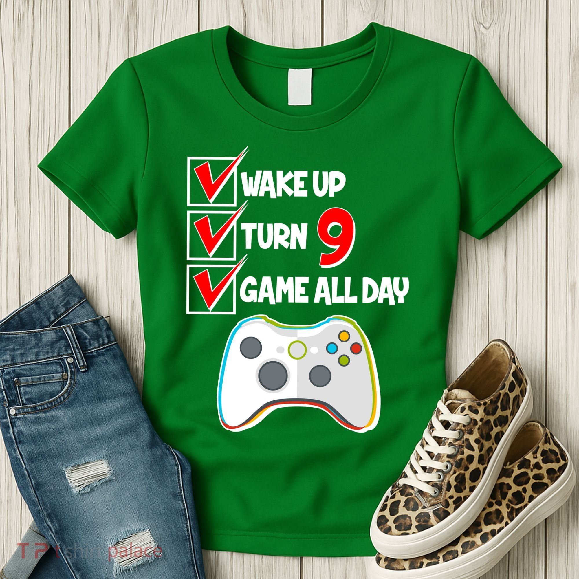 Wake Up Turn Nine Game All Day 9th Birthday Women's T-Shirt