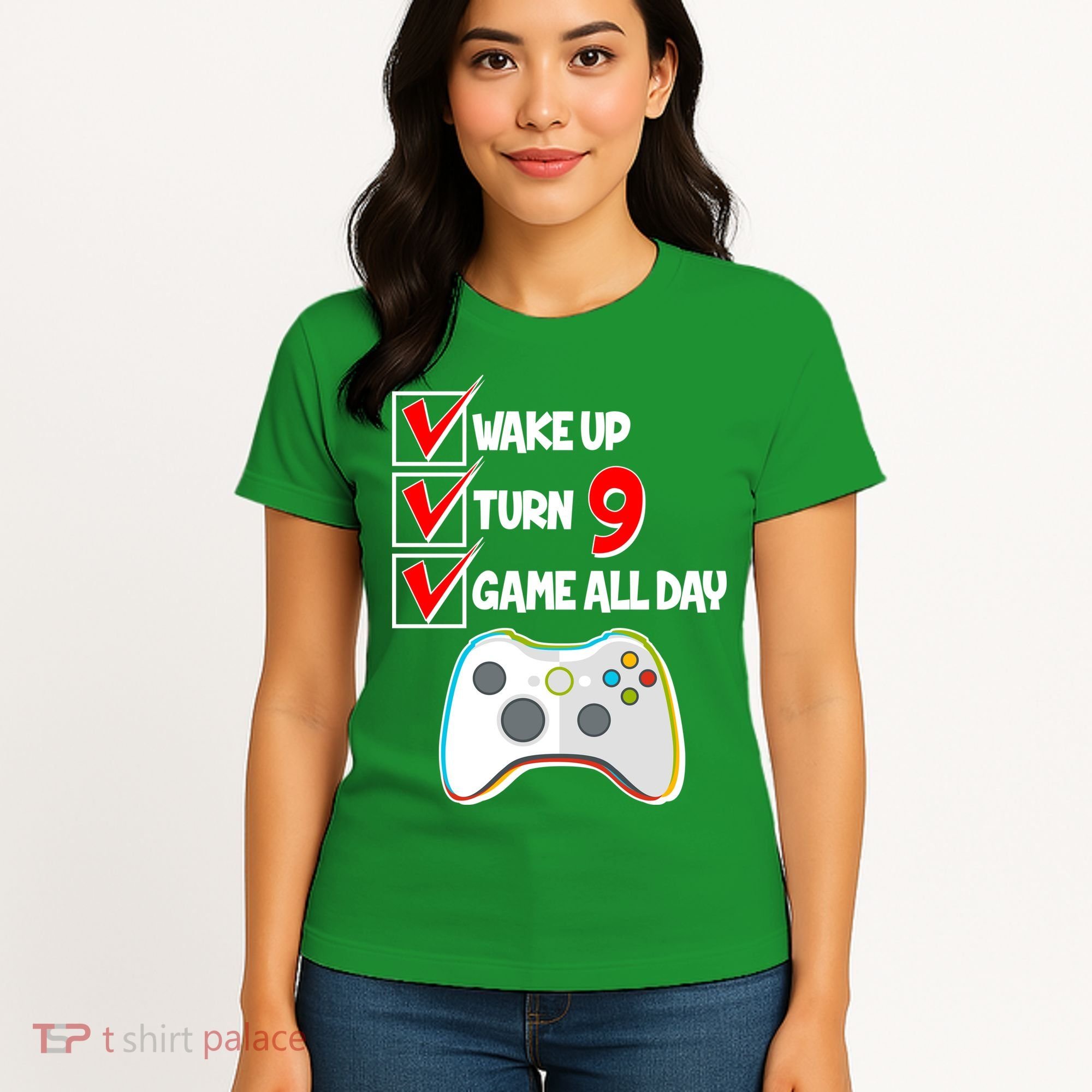 Wake Up Turn Nine Game All Day 9th Birthday Women's T-Shirt