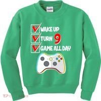Wake Up Turn Nine Game All Day 9th Birthday Kids Sweatshirt thumb 0