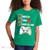 Wake Up Turn Nine Game All Day 9th Birthday Kids T-Shirt thumb 2