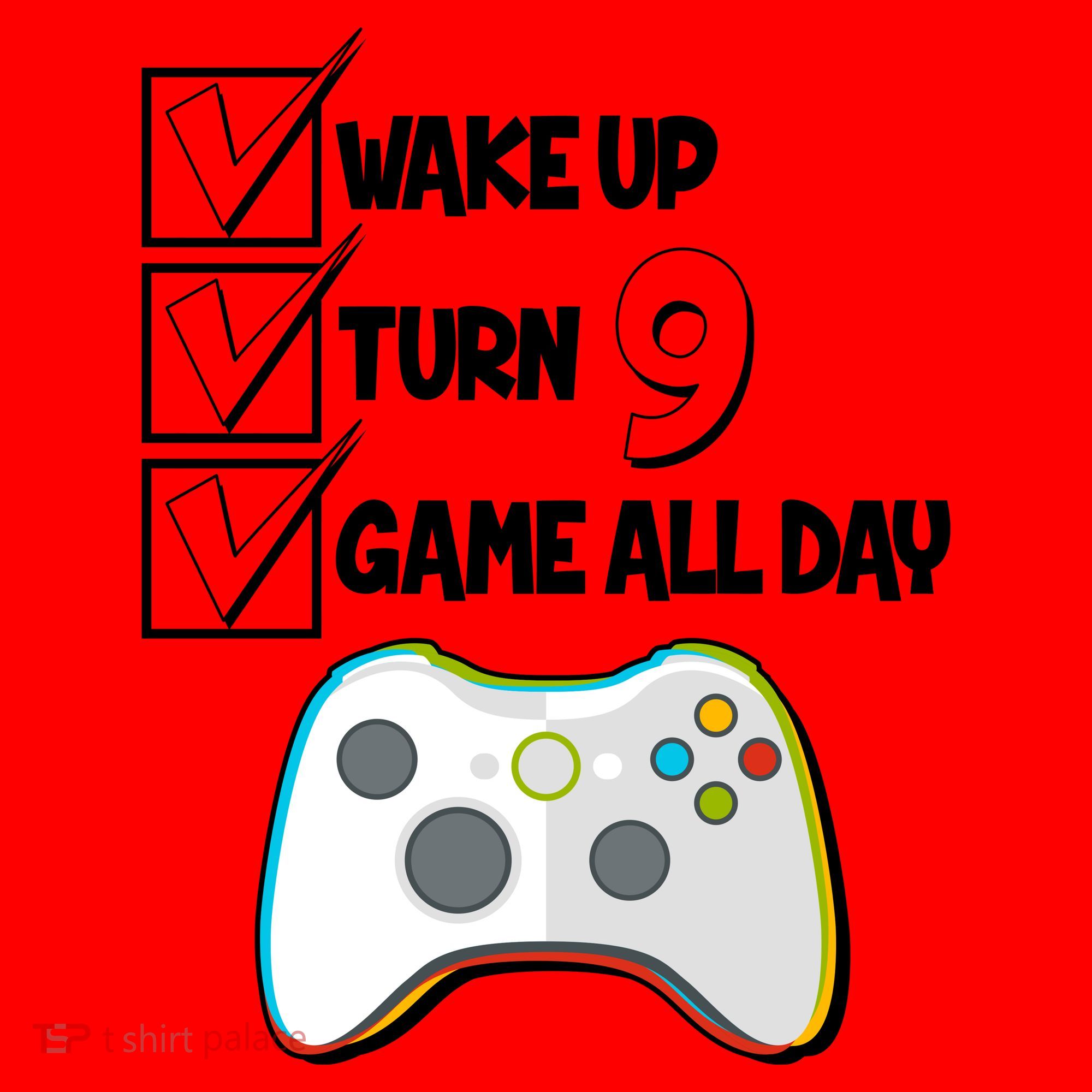 Wake Up Turn Nine Game All Day 9th Birthday Santa Hat