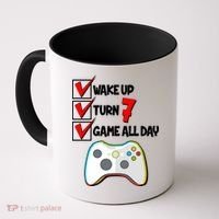 Wake Up Turn Seven Game All Day 7th Birthday Coffee Mug thumb 0