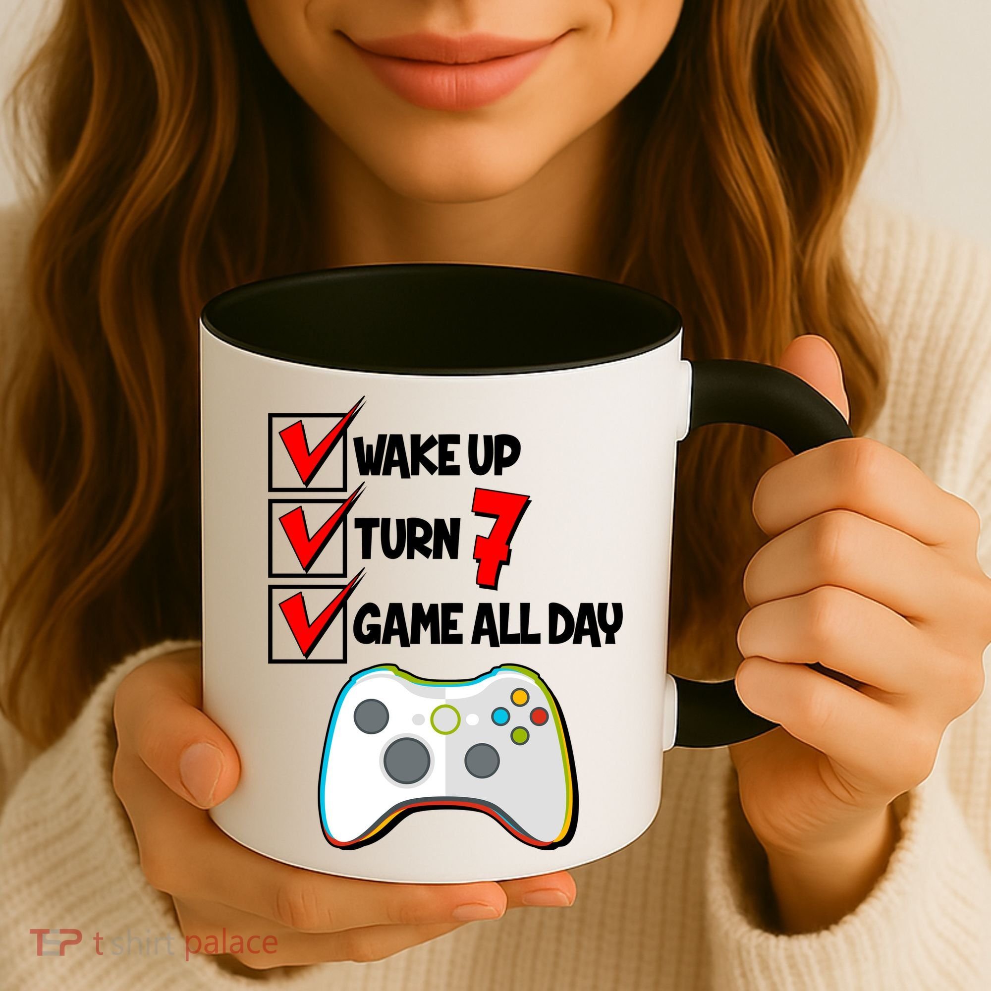 Wake Up Turn Seven Game All Day 7th Birthday Coffee Mug