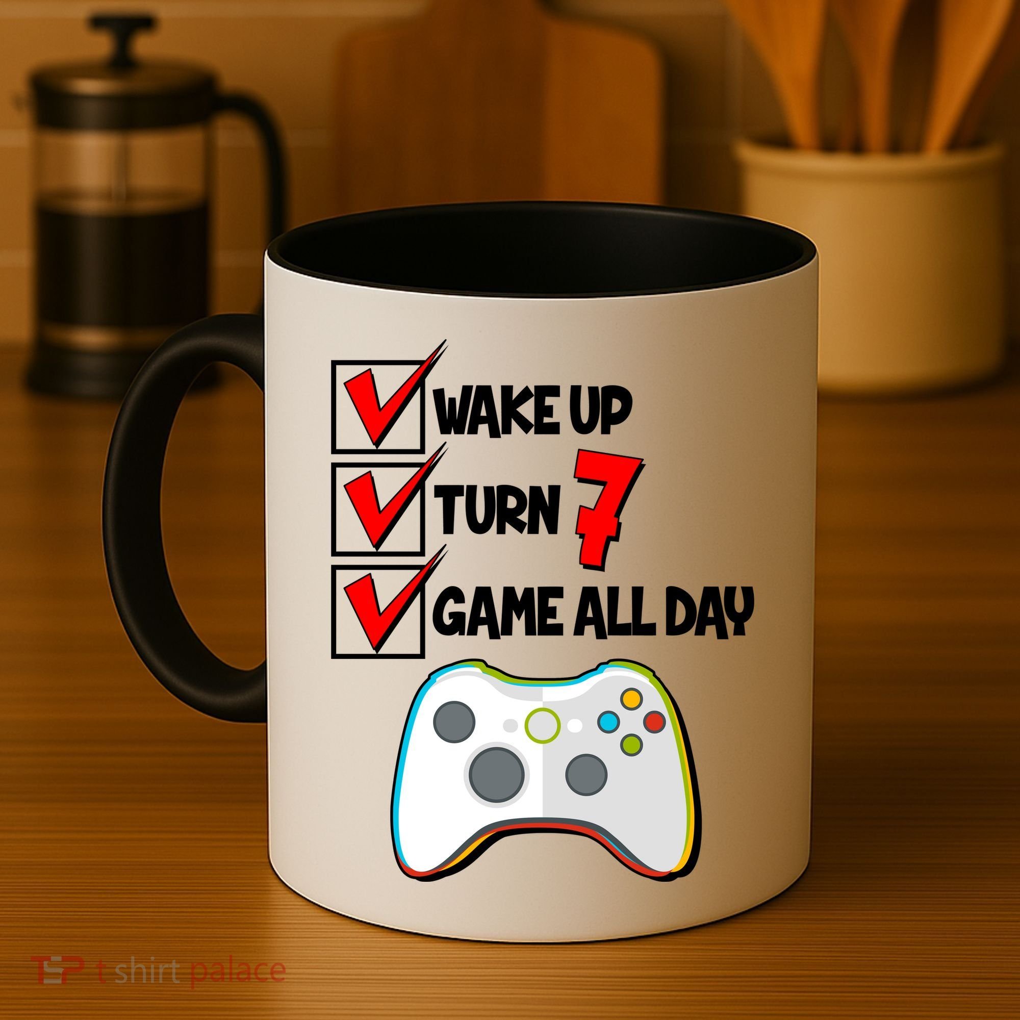 Wake Up Turn Seven Game All Day 7th Birthday Coffee Mug
