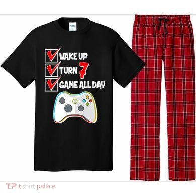 Wake Up Turn Seven Game All Day 7th Birthday Pajama Set