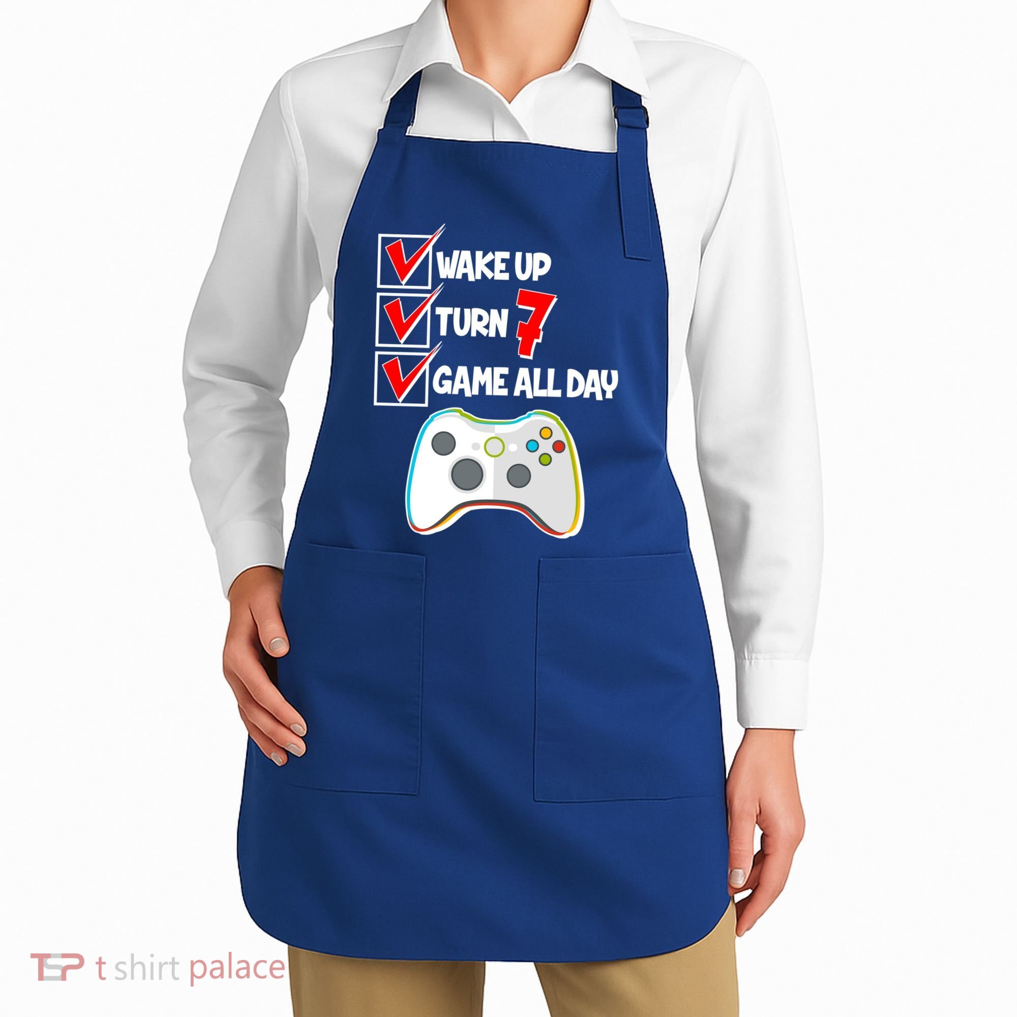 Wake Up Turn Seven Game All Day 7th Birthday Apron
