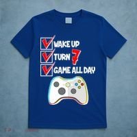 Wake Up Turn Seven Game All Day 7th Birthday T-Shirt thumb 5