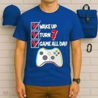 Wake Up Turn Seven Game All Day 7th Birthday T-Shirt thumb 6