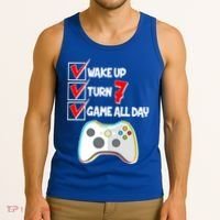 Wake Up Turn Seven Game All Day 7th Birthday Tank Top thumb 3