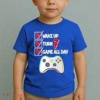 Wake Up Turn Seven Game All Day 7th Birthday Toddler T-Shirt thumb 2