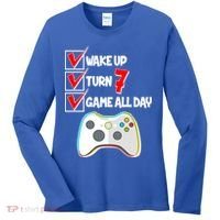Wake Up Turn Seven Game All Day 7th Birthday Women's Long Sleeve Shirt thumb 0