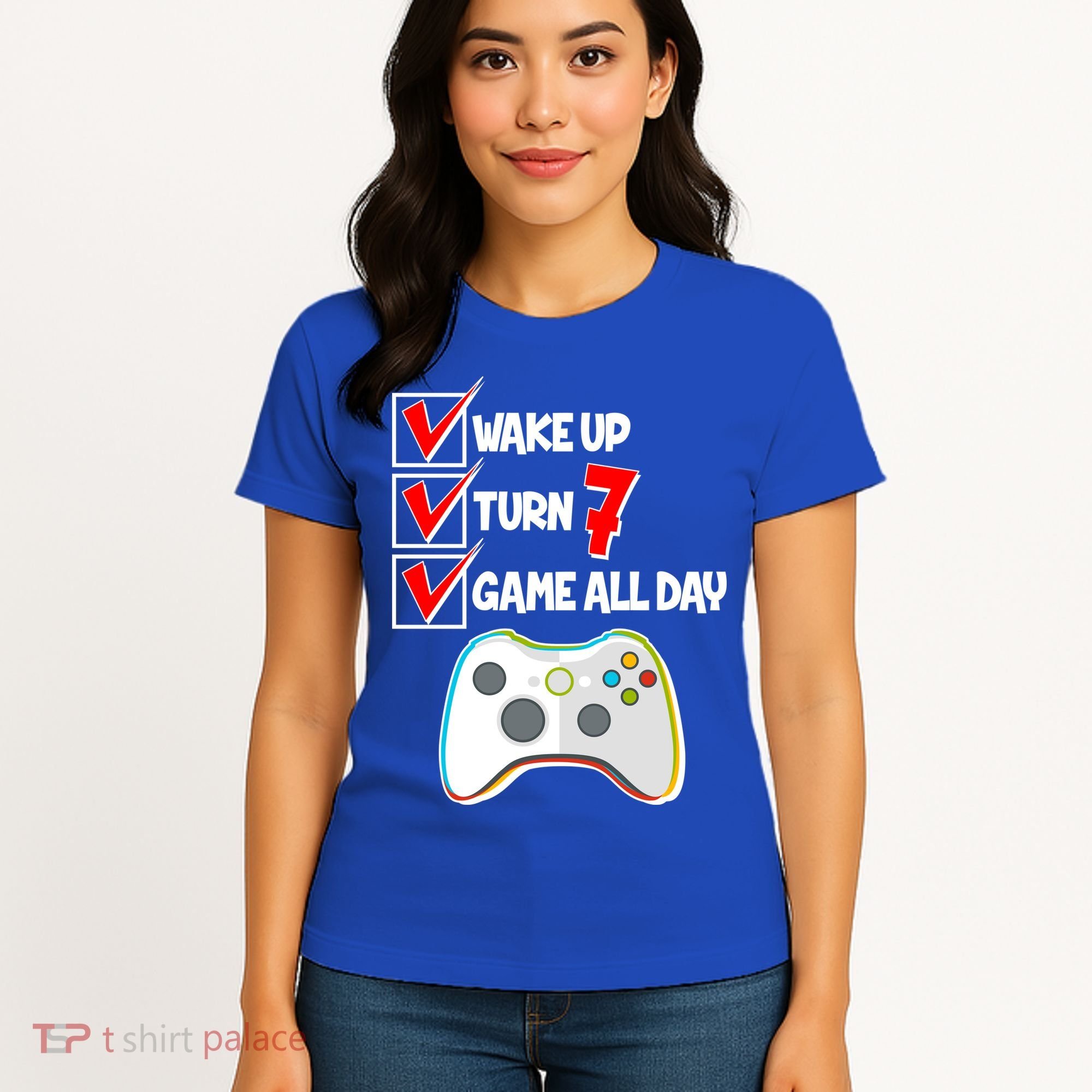 Wake Up Turn Seven Game All Day 7th Birthday Women's T-Shirt