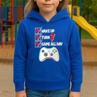 Wake Up Turn Seven Game All Day 7th Birthday Kids Hoodie thumb 3