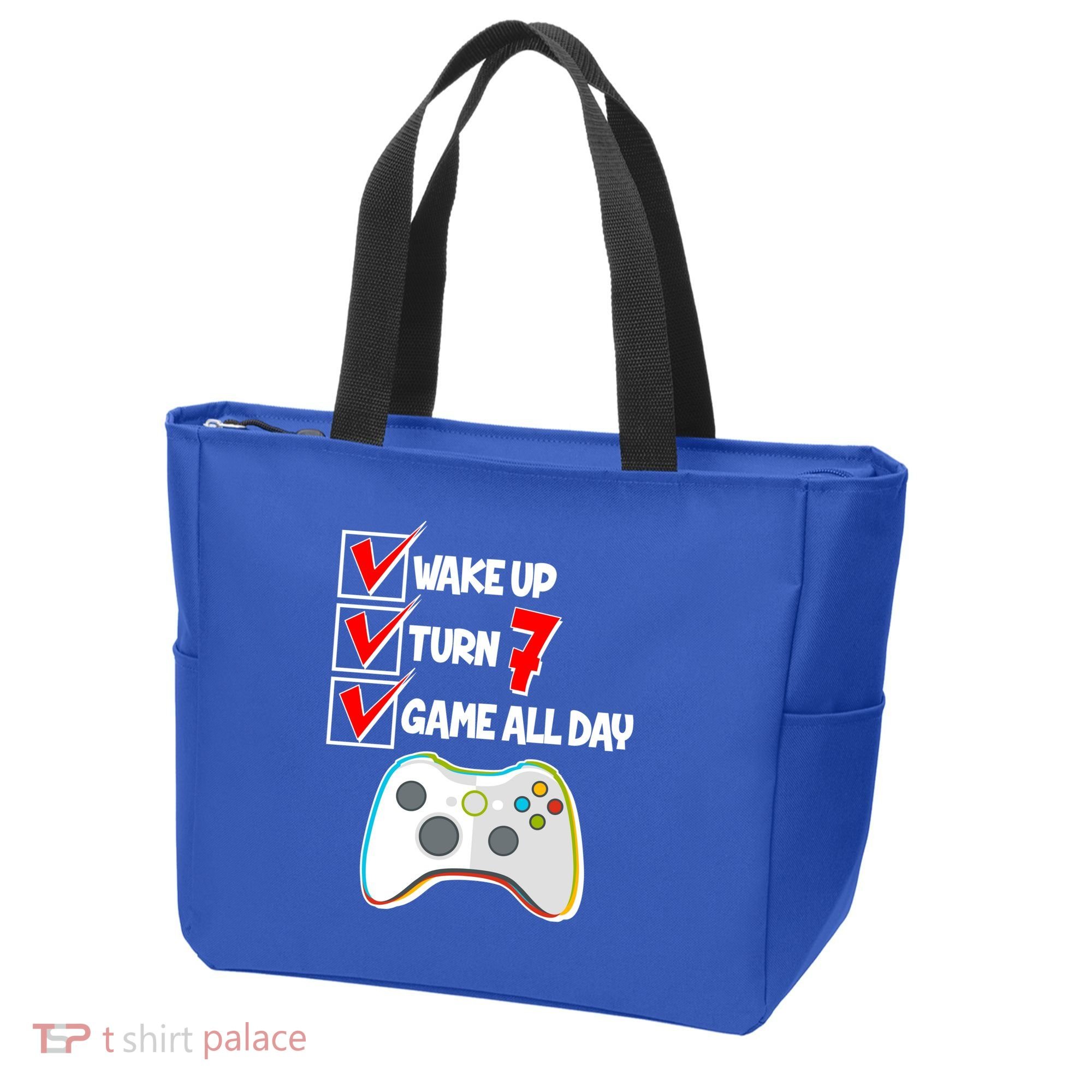 Wake Up Turn Seven Game All Day 7th Birthday Tote Bag