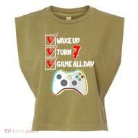 Wake Up Turn Seven Game All Day 7th Birthday Garment-Dyed Women's Muscle Tee thumb 0