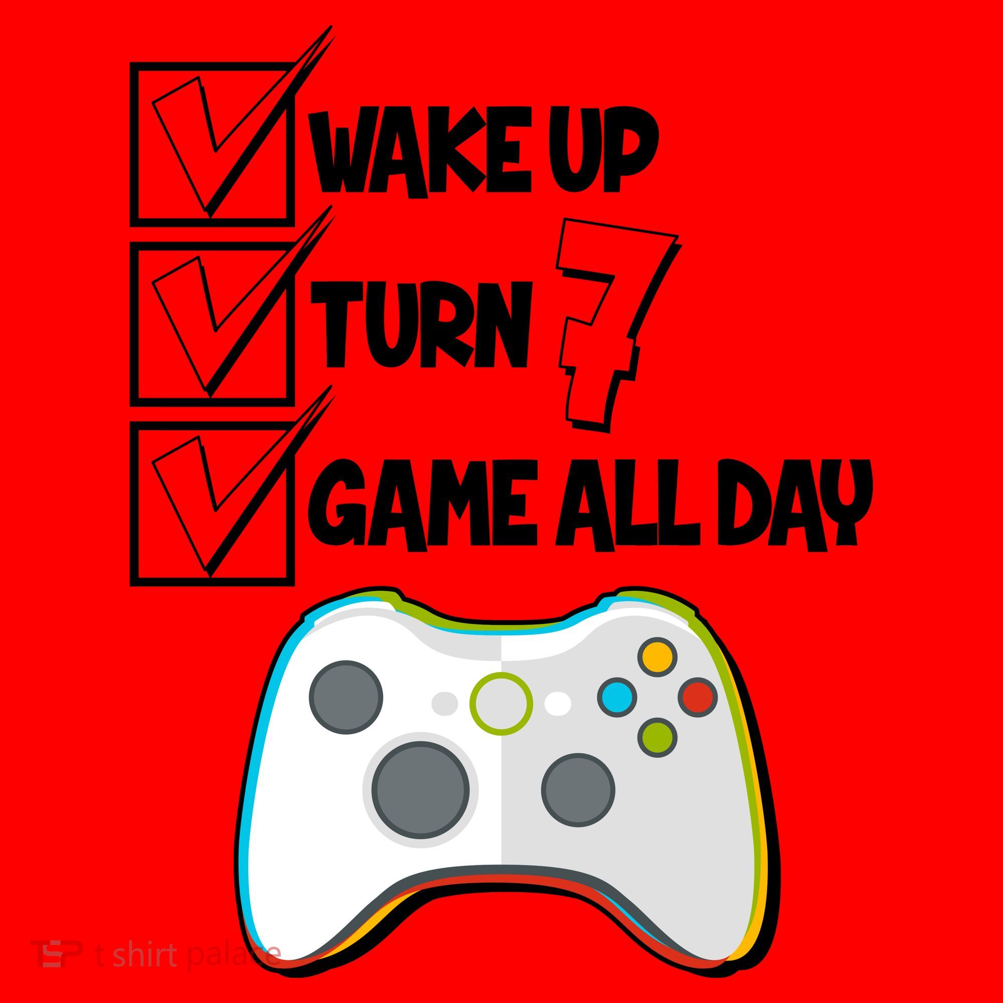 Wake Up Turn Seven Game All Day 7th Birthday Santa Hat