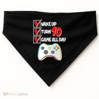 Wake Up Turn Ten Game All Day 10th Birthday USA-Made Doggie Bandana thumb 0