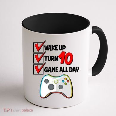 Wake Up Turn Ten Game All Day 10th Birthday Coffee Mug back