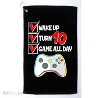 Wake Up Turn Ten Game All Day 10th Birthday Golf Towel thumb 0