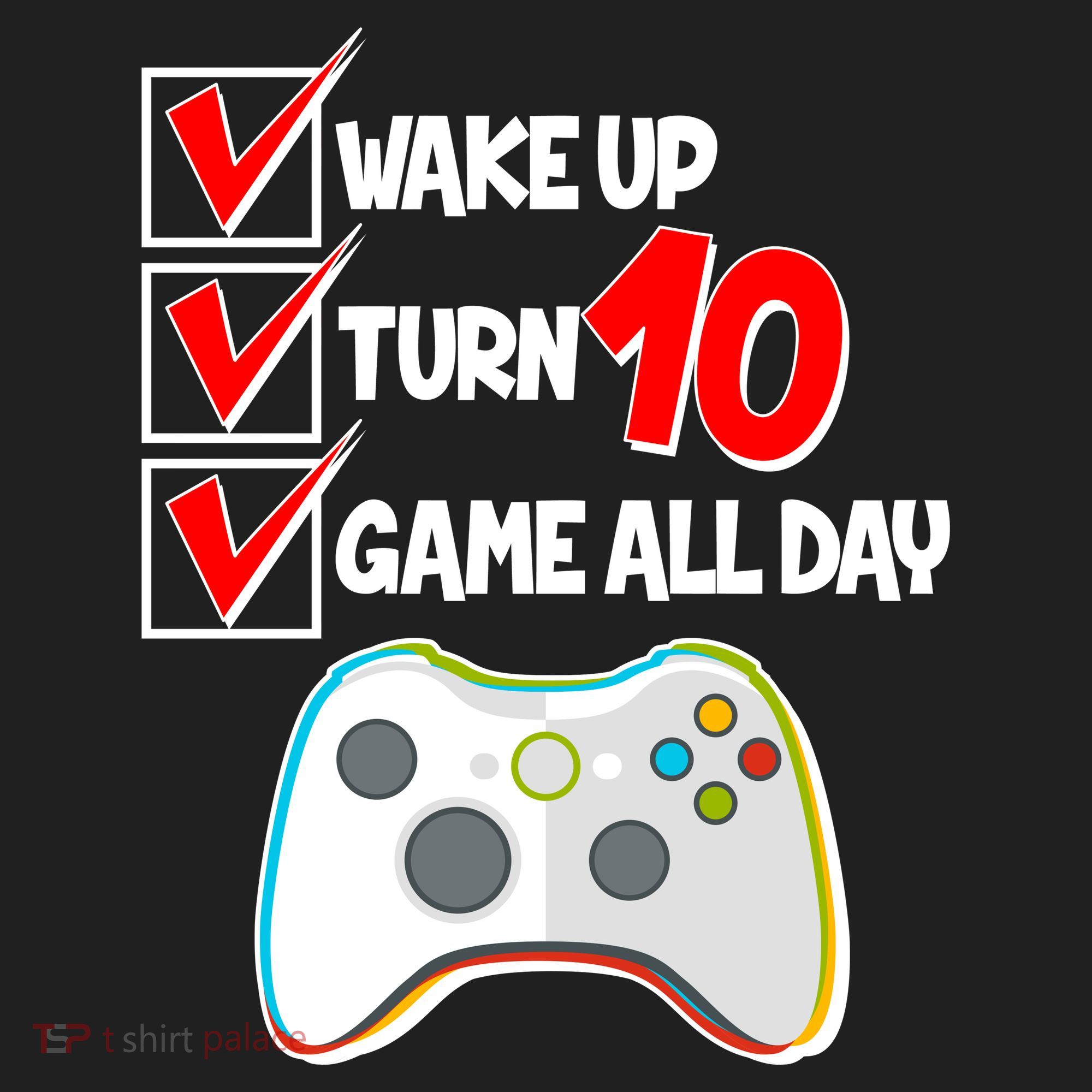 Wake Up Turn Ten Game All Day 10th Birthday Golf Towel