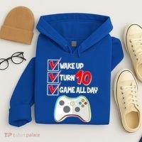 Wake Up Turn Ten Game All Day 10th Birthday Hoodie thumb 4