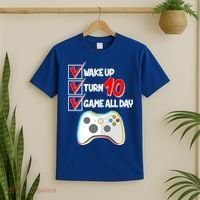 Wake Up Turn Ten Game All Day 10th Birthday T-Shirt thumb 2