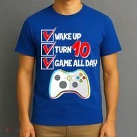 Wake Up Turn Ten Game All Day 10th Birthday T-Shirt thumb 3