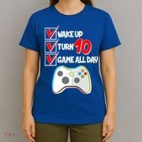Wake Up Turn Ten Game All Day 10th Birthday T-Shirt thumb 4