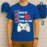 Wake Up Turn Ten Game All Day 10th Birthday T-Shirt thumb 6