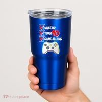 Wake Up Turn Ten Game All Day 10th Birthday Tumbler thumb 2
