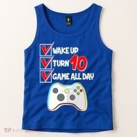 Wake Up Turn Ten Game All Day 10th Birthday Tank Top thumb 2