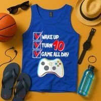 Wake Up Turn Ten Game All Day 10th Birthday Tank Top thumb 4