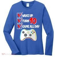 Wake Up Turn Ten Game All Day 10th Birthday Women's Long Sleeve Shirt thumb 0