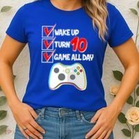 Wake Up Turn Ten Game All Day 10th Birthday Women's T-Shirt thumb 2