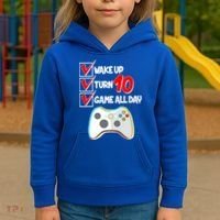 Wake Up Turn Ten Game All Day 10th Birthday Kids Hoodie thumb 3