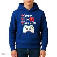 Wake Up Turn Ten Game All Day 10th Birthday Kids Hoodie thumb 4