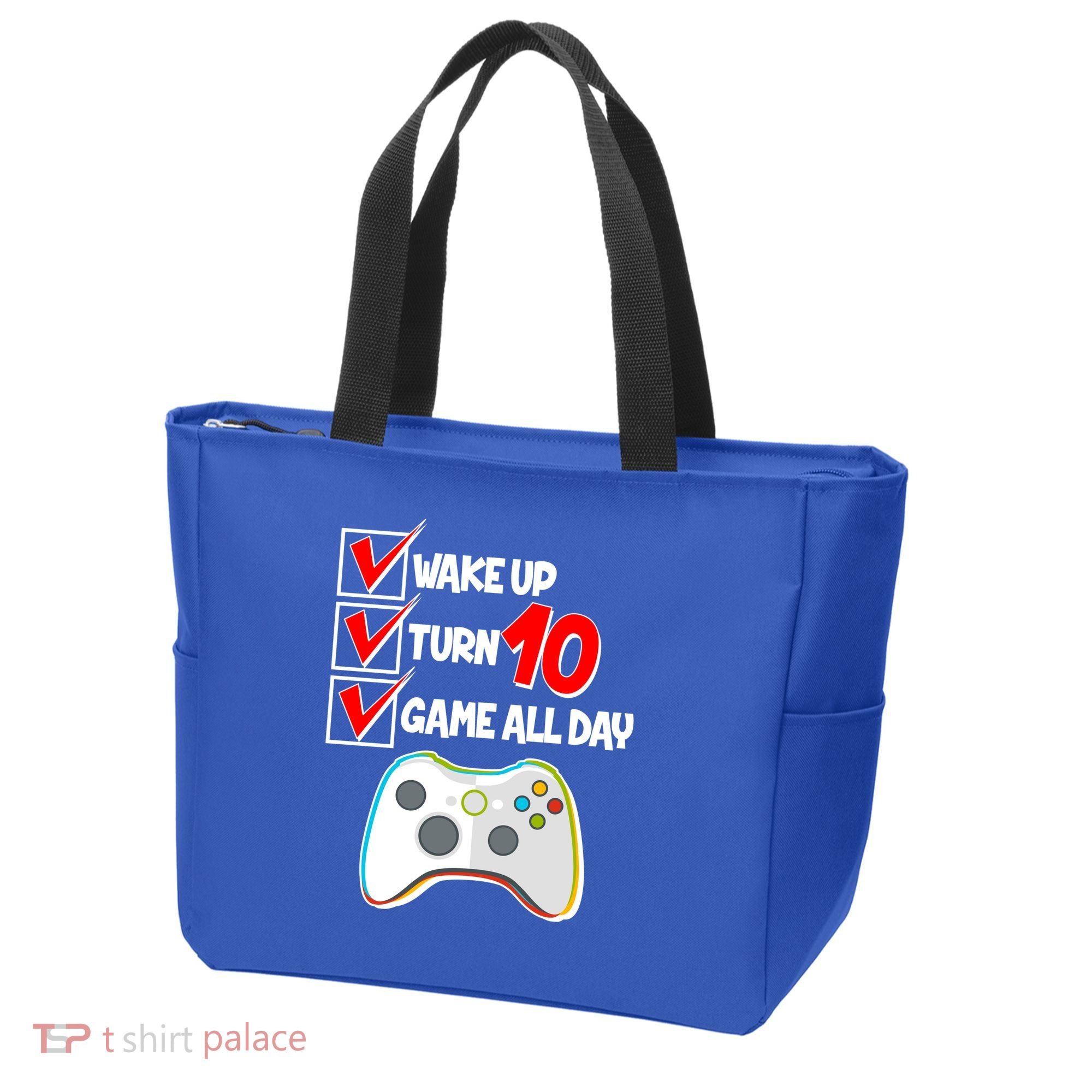 Wake Up Turn Ten Game All Day 10th Birthday Tote Bag