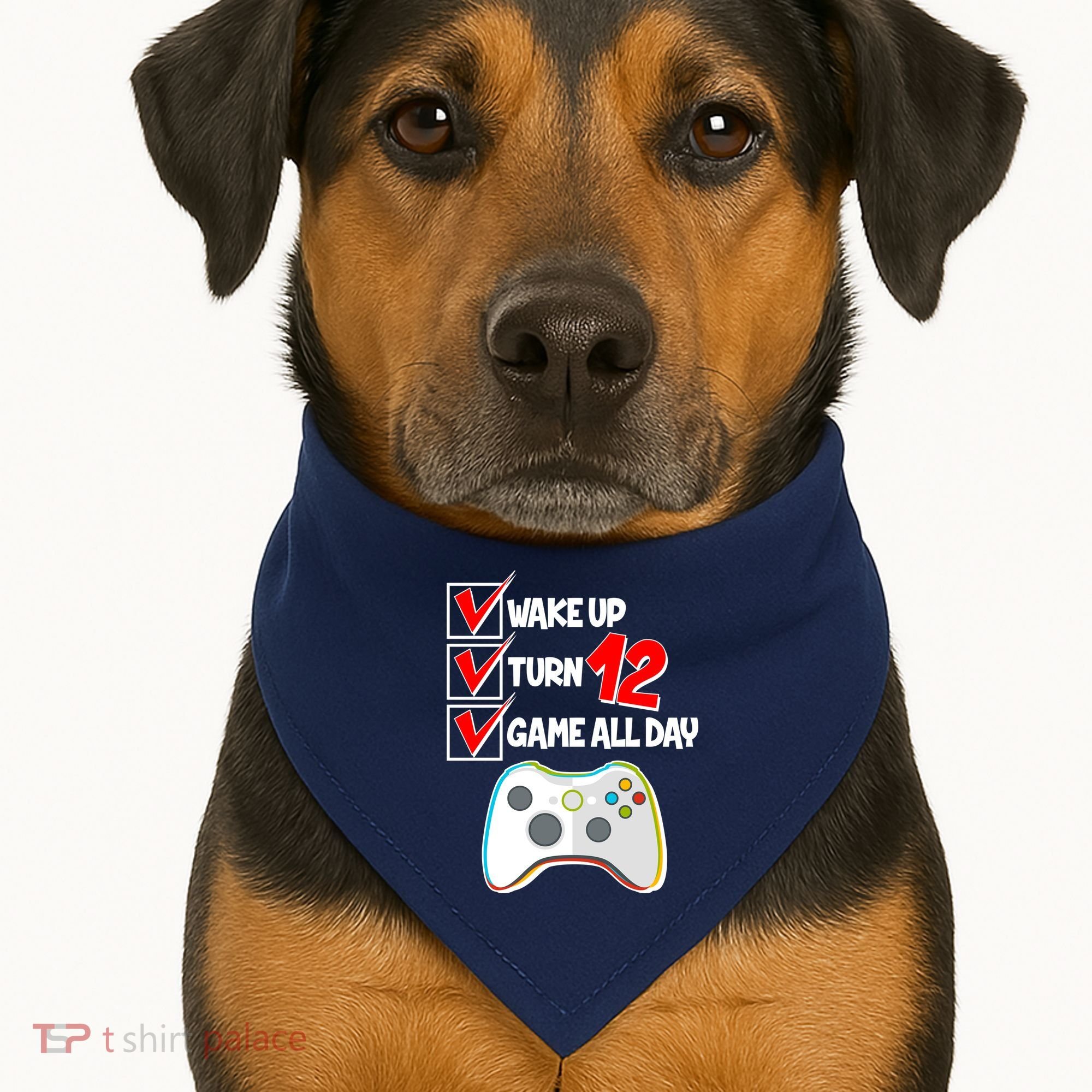 Wake Up Turn Twelve Game All Day 12th Birthday USA-Made Doggie Bandana
