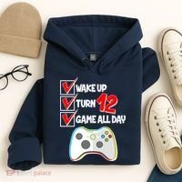 Wake Up Turn Twelve Game All Day 12th Birthday Hoodie thumb 4