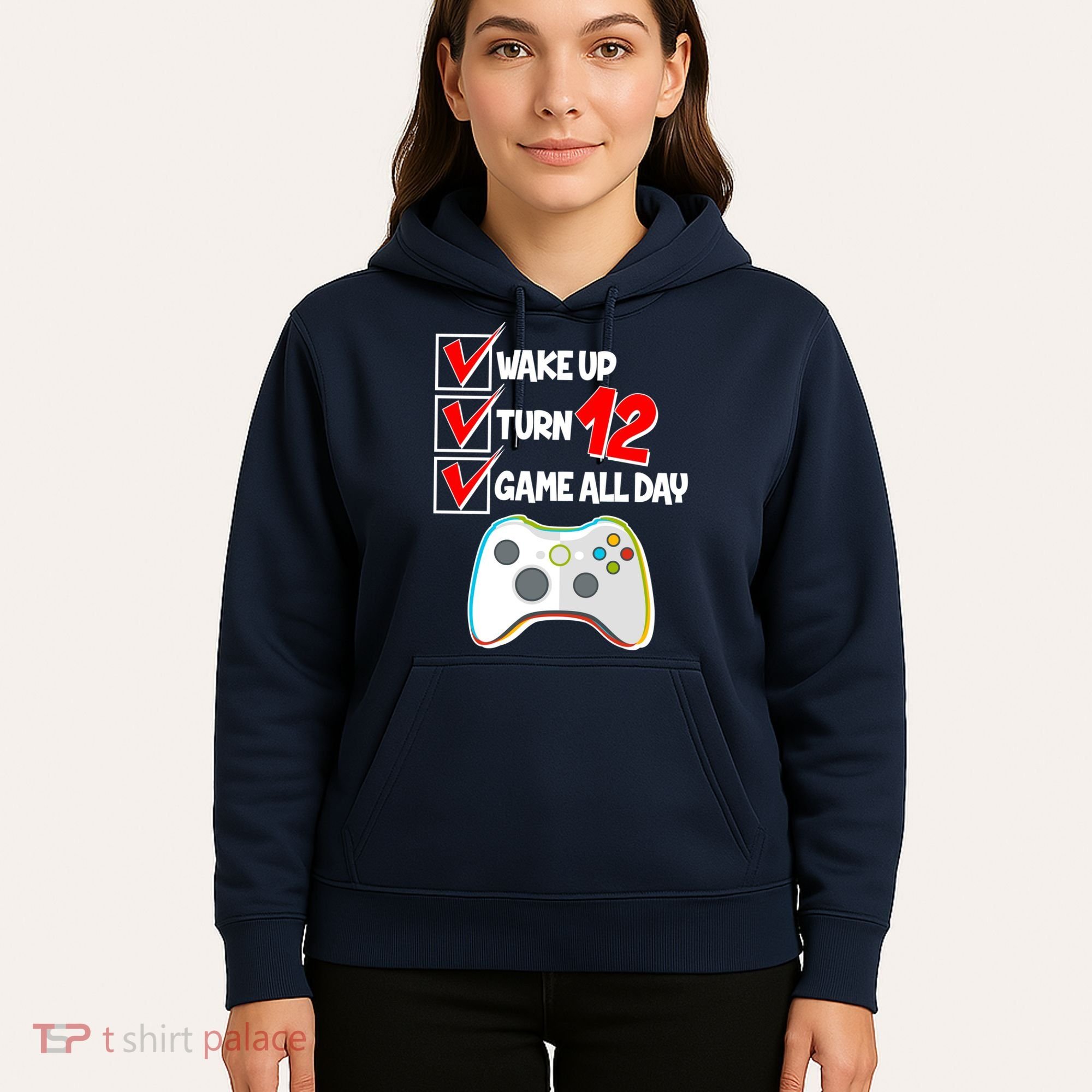 Wake Up Turn Twelve Game All Day 12th Birthday Hoodie