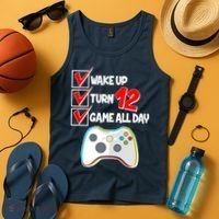 Wake Up Turn Twelve Game All Day 12th Birthday Tank Top thumb 4