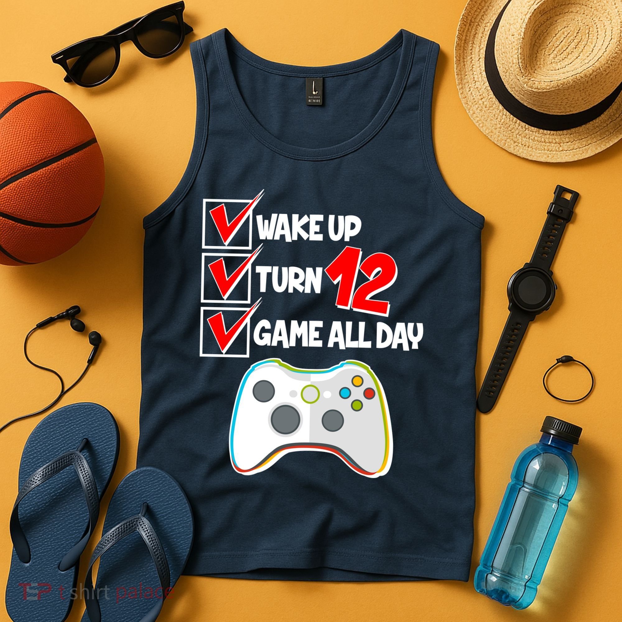 Wake Up Turn Twelve Game All Day 12th Birthday Tank Top