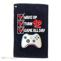 Wake Up Turn Twelve Game All Day 12th Birthday Golf Towel thumb 0