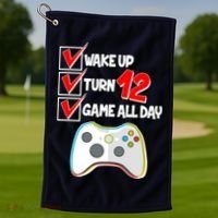 Wake Up Turn Twelve Game All Day 12th Birthday Golf Towel thumb 1