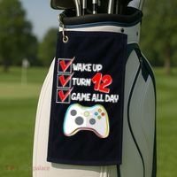 Wake Up Turn Twelve Game All Day 12th Birthday Golf Towel thumb 2