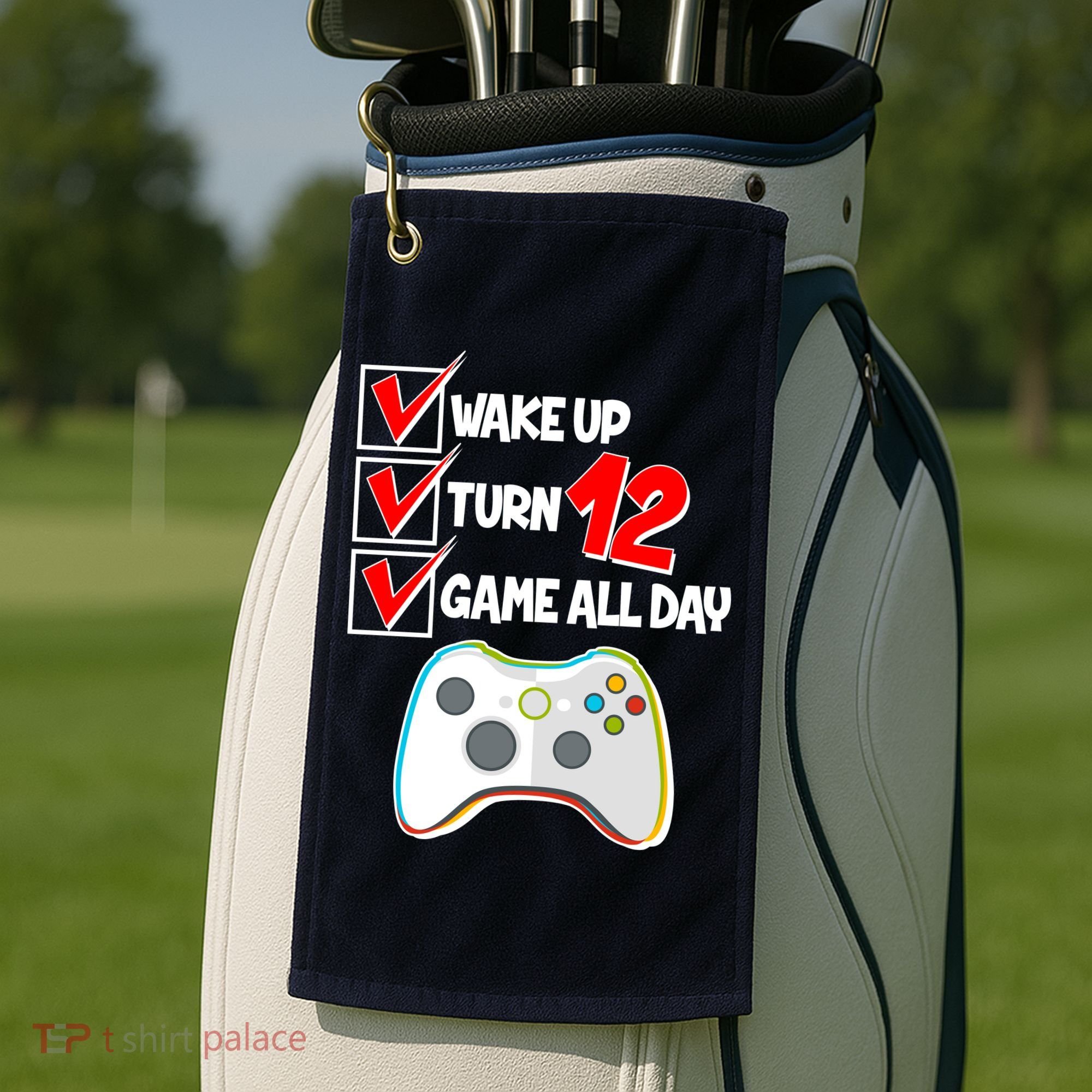 Wake Up Turn Twelve Game All Day 12th Birthday Golf Towel